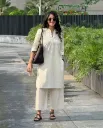 Ivory Solid Kurta & Palazzo Set — Minimal Office Elegance