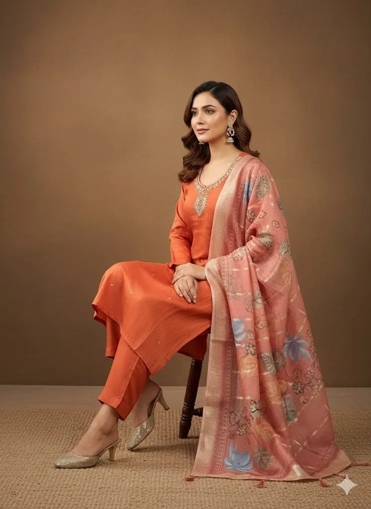 festival wear riyon silk Embroidery work