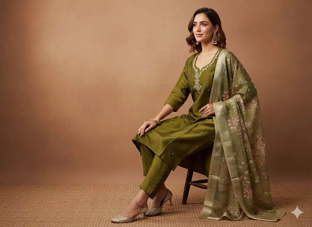 Premium Festival & Party Wear Heavy Riyon Silk Kurta Set with Printed Dupatta