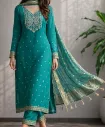 Azure Elegance Premium Printed Cotton 3-Piece Suit Set