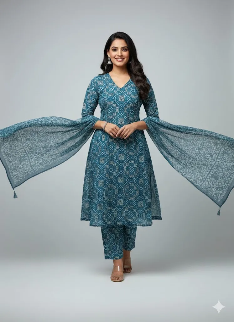 Royal Teal Heritage Suit Set — Timeless Grace in Every Thread