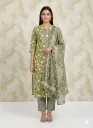 Olive Green Floral Heritage Kurta Set with Dupatta