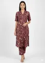 Maroon Abstract Print Shirt Style Kurta Set — Modern Everyday Elegance
