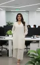 Ivory Solid Kurta & Palazzo Set — Minimal Office Elegance