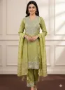 Olive Green Embroidered Kurta Set with Dupatta — Elegant Festive Wear