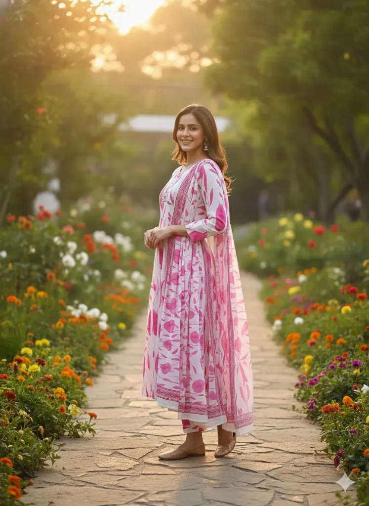 Blush Garden Premium Cotton 3-Piece Suit Set (M)