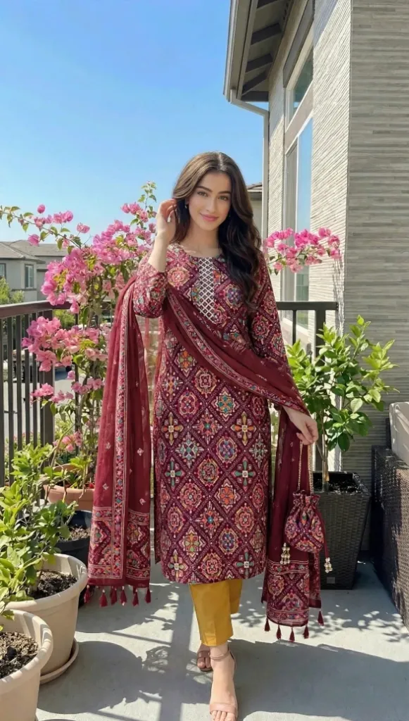 Royal Heritage Printed Rayon Straight Kurti (S)